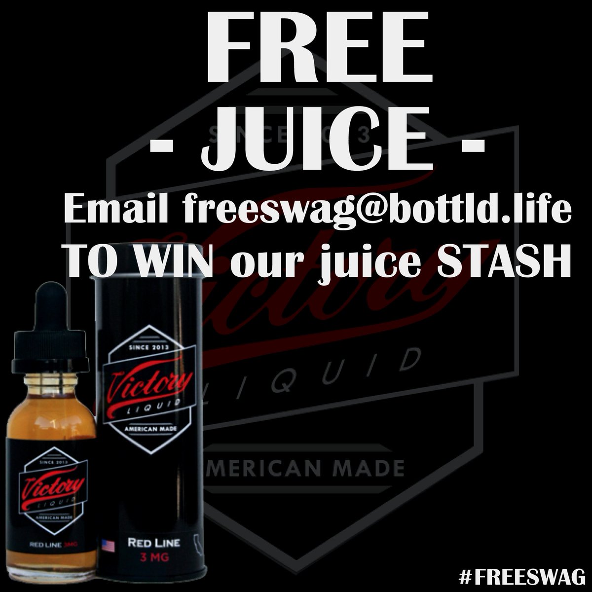 BottldLife's tweet photo. VAPE FOR FREE!!! HUGE JUICE GIVEAWAY!!!

-Like 
-Retweet
-Email - freeswag@bottld.life
-Subject - your favorite e-juice https://t.co/ELIAdB8wid