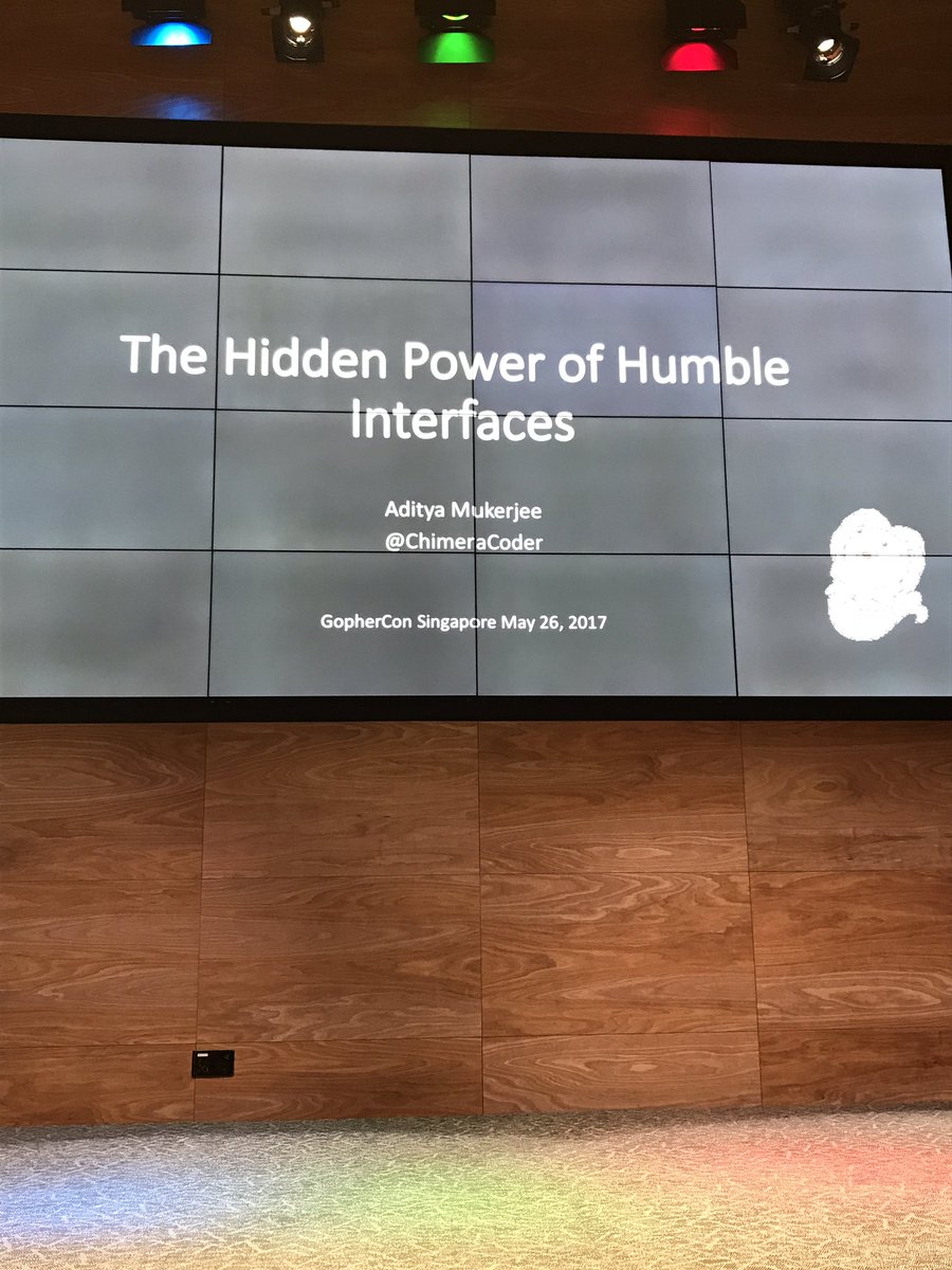 goinggodotnet's tweet image. The @chimeracoder is talking about the hidden power of humble interfaces. #golang #gopherconsg
