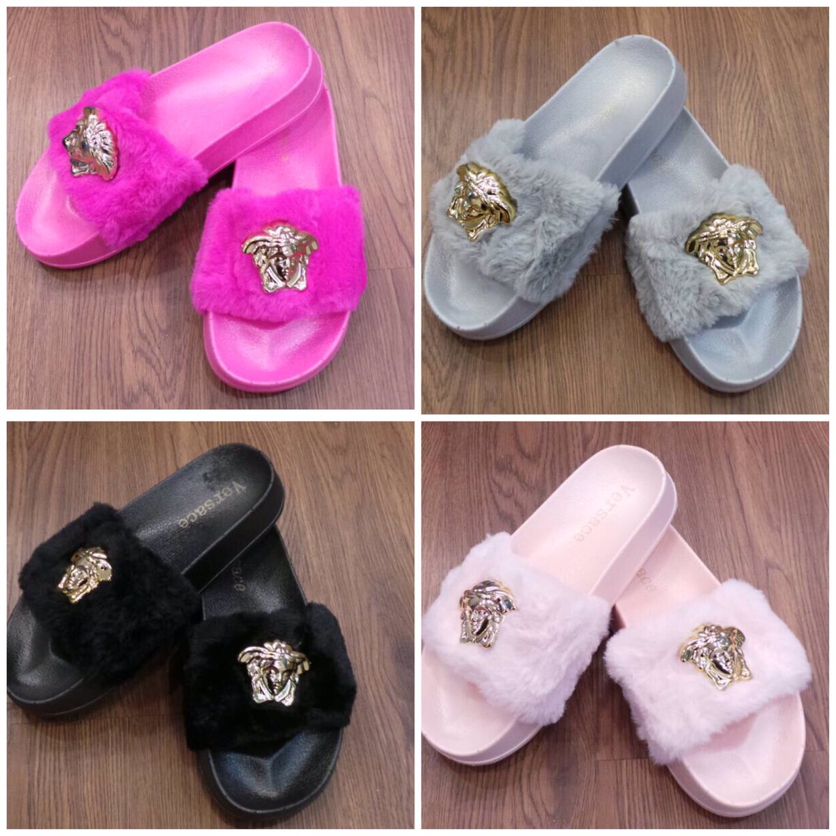 versace fur slides