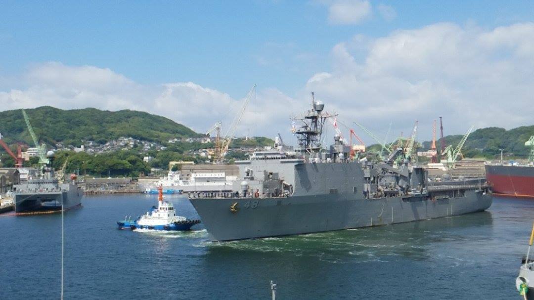 EXSTRKGRU7's tweet photo. Underway - shift colors! #USSAshland departs Sasebo for regional patrol. #ForwardReady https://t.co/jkWJeWUwRS