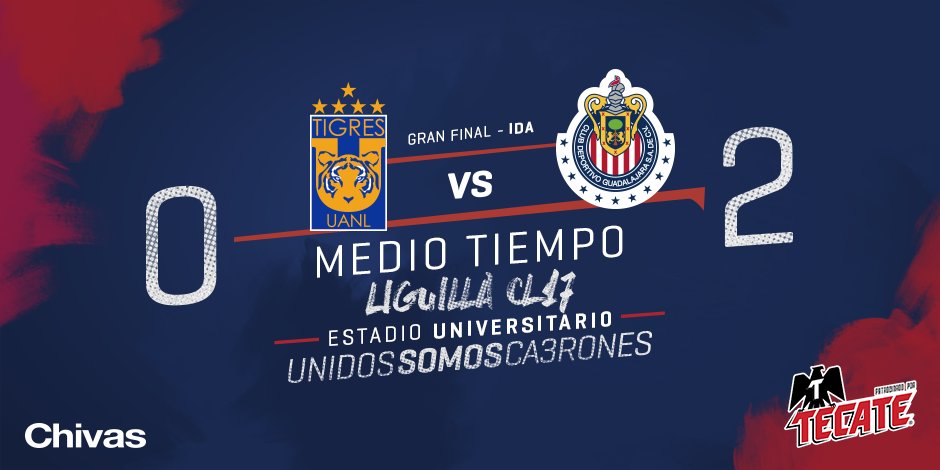 Chivas's tweet photo. Así las cosas al medio tiempo en el Universitario 👏👏. 
¡Dale Rebaño! #ADarLaVuelta por el objetivo 🇮🇩💪. https://t.co/dumDN8wVe3