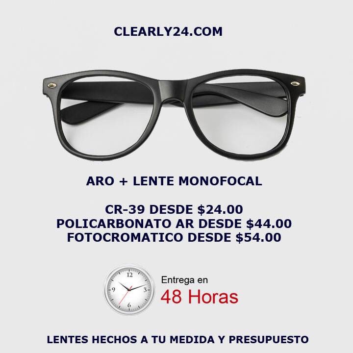 Clearly24Com's tweet image. Lentes de calidad al mejor precio. Lentes Completos desde $24.00. #lentes24 #clearly24