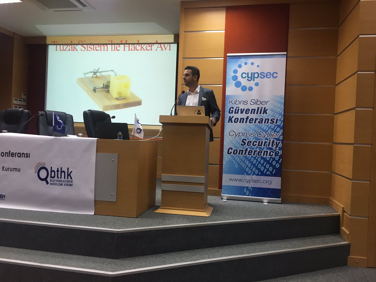 Siber güvenlik ekibimizden Mert Sarıca Kuzey Kıbrıs Türk Cumhuriyeti Siber Güvenlik Konferansı Cypsec'17 de sunum gerçekleştirdi. #cypsec17