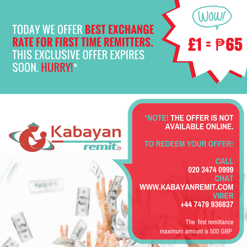KabayanRemit's tweet photo. DON'T MISS! First time remitters get the best rate. Hurry! #remit #pinoyremittance #philippinesremittance #filbrit #moneytransfer #filipino https://t.co/Zz6RWDJZpi