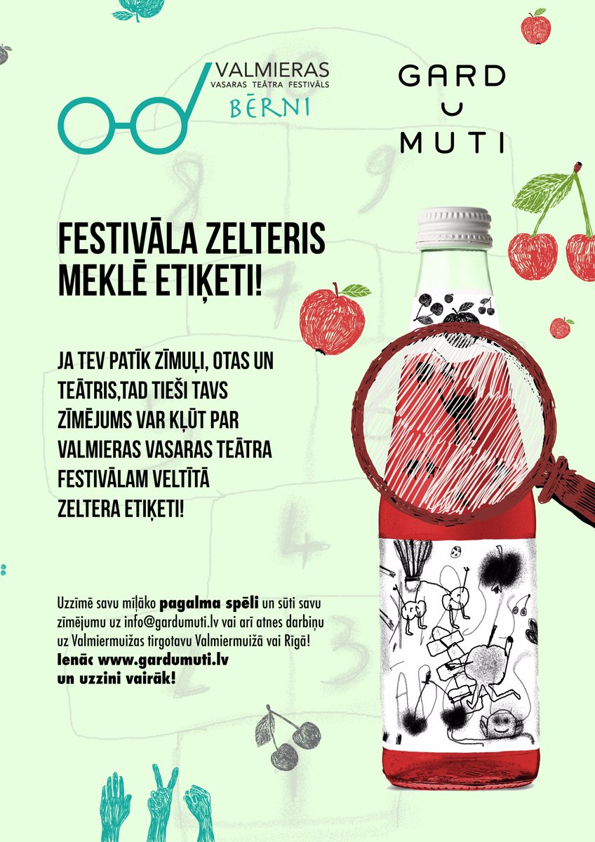 Ja Tev patīk zīmēt, tieši Tavs zīmējums var kļūt par Valmieras vasaras teātra festivālam veltītā zeltera etiķeti! gardumuti.lv/blog/festivala…