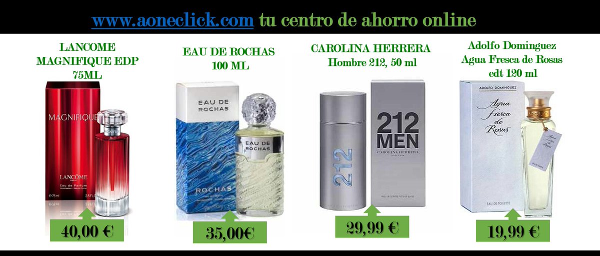 aoneclick's tweet photo. #rochas #lamcome #ch #carolinaherrera #perfumes #colonia #adolfodominguez #rebajas
https://t.co/RfMI5ESsea ahorra y no cargues con tu compra https://t.co/HbheYJSOc6