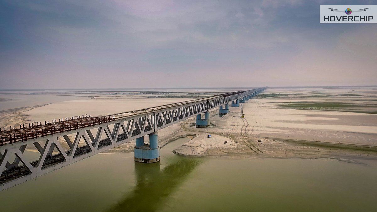 Next 1 after #DholaSadiya, 
Rail cum Road Bridge in Bogibeel, #Assam.
4.9 Kms long, stands on the mighty #Brahmaputra 

#drone #photography