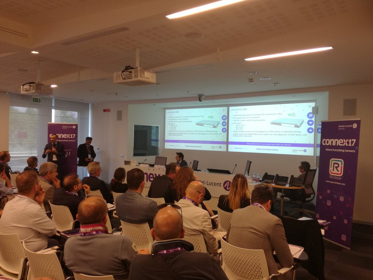 GiuliaRamera's tweet photo. @gcass_eu spiega nel dettaglio i nuovi modelli disponibili #Omniswitch #6865 #ALEPartnerDay #Connex17 https://t.co/AZvXQHLfwx