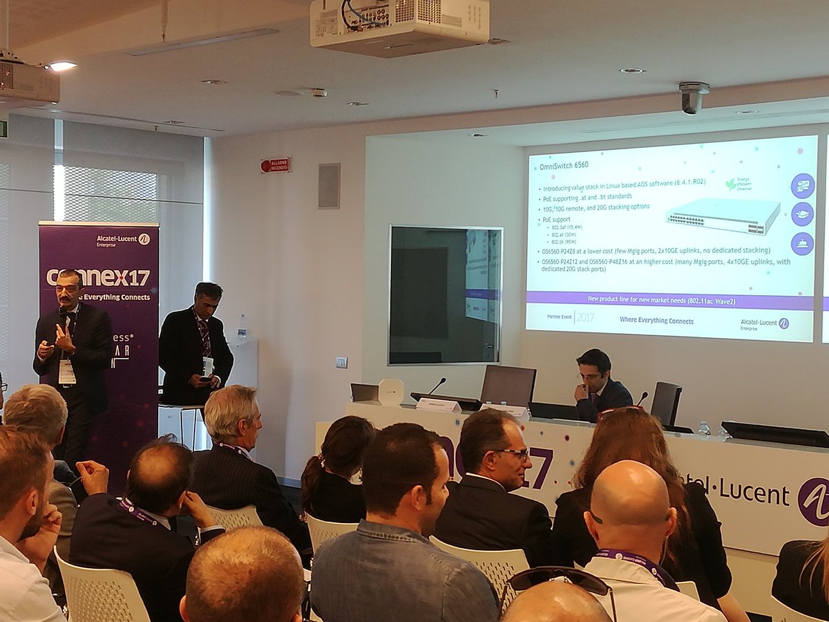 GiuliaRamera's tweet photo. @gcass_eu spiega nel dettaglio i nuovi modelli disponibili #Omniswitch #6865 #ALEPartnerDay #Connex17 https://t.co/AZvXQHLfwx