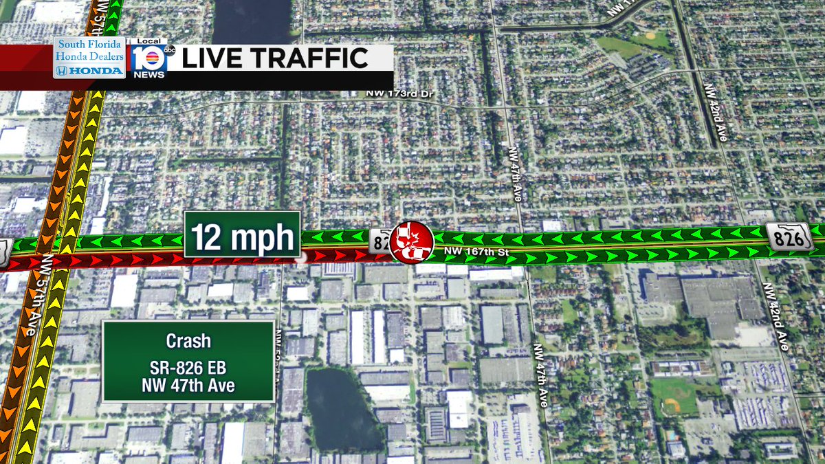 Crash on SR-826 EB at NW 47th Ave #traffic https://t.co/eUG1VoNPGC