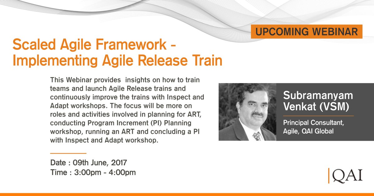 Understand roles and constructs of Scaled Agile Framework and training stakeholders to launch Agile release trains goo.gl/L97MMX
