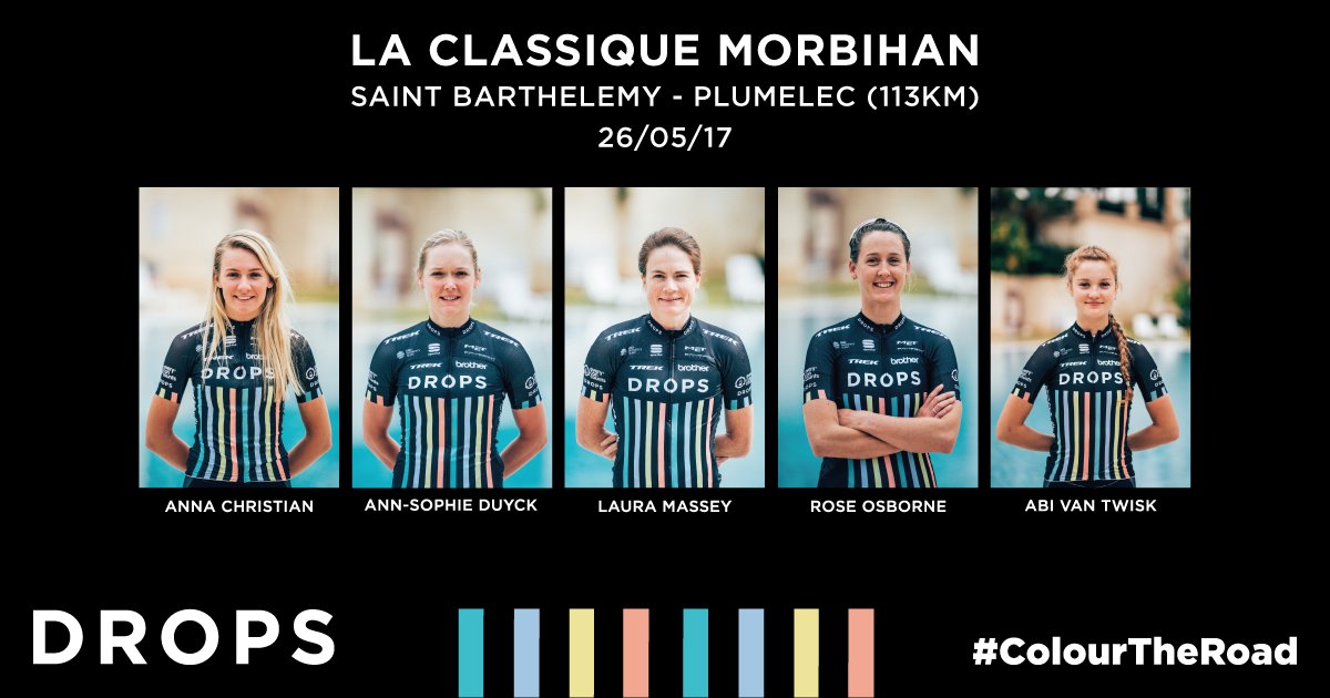 DropsCycling's tweet photo. IT'S RACE DAY! Here's the team who are in France ready to face La Classique Morbihan. Action gets underway 1:15 UK time. #ColourTheRoad https://t.co/vNUbWZEPIB