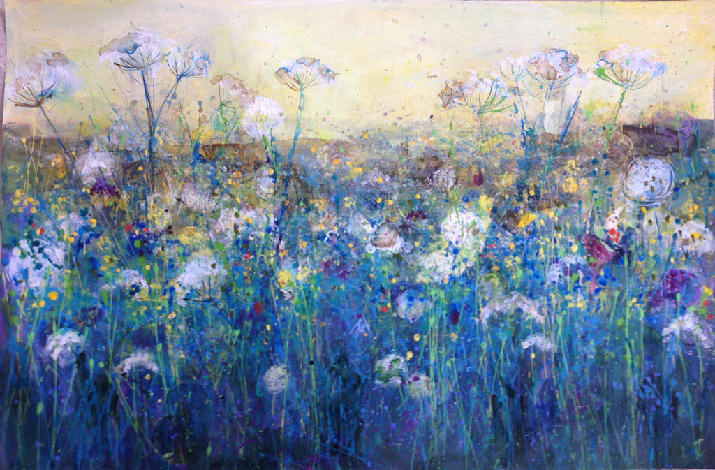 Ann_Oram's tweet photo. Seedheads. @thackeraygall #earlysummer #yellowsandblues# field edges #scottish #britishpainter #landscape #London https://t.co/fqmEfrLwhV