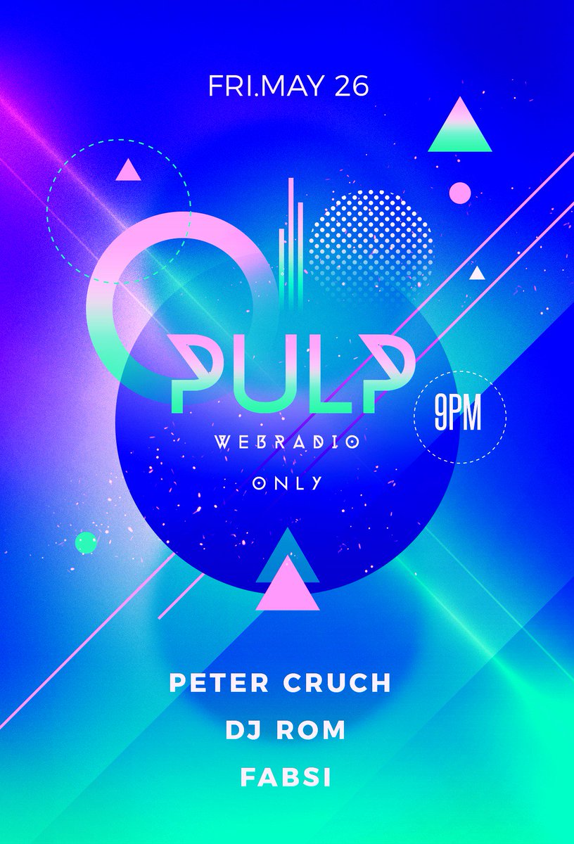 Vendredi 26 Mai
►►►21h... <a href="/petercruchmusic/">Peter  Cruch</a> 
►►►22h... Djrom Carrara
►►►23h... <a href="/Fabsi1980/">DJ Fabsi</a> 
----> Sur le site darkxana.wixsite.com/pulp-webradio-…