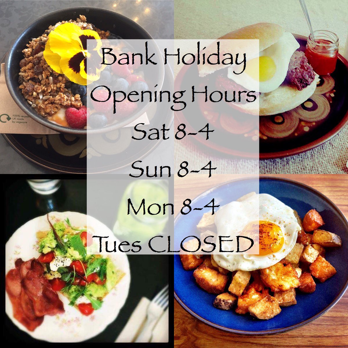 ostara_leith's tweet photo. Another #bankholiday #longweekend you say? Seriously? YAS! We’ll be serving up #brunch all #weekendlong & closed Tuesday #OstaraCafe https://t.co/Oz3wMHwQAV
