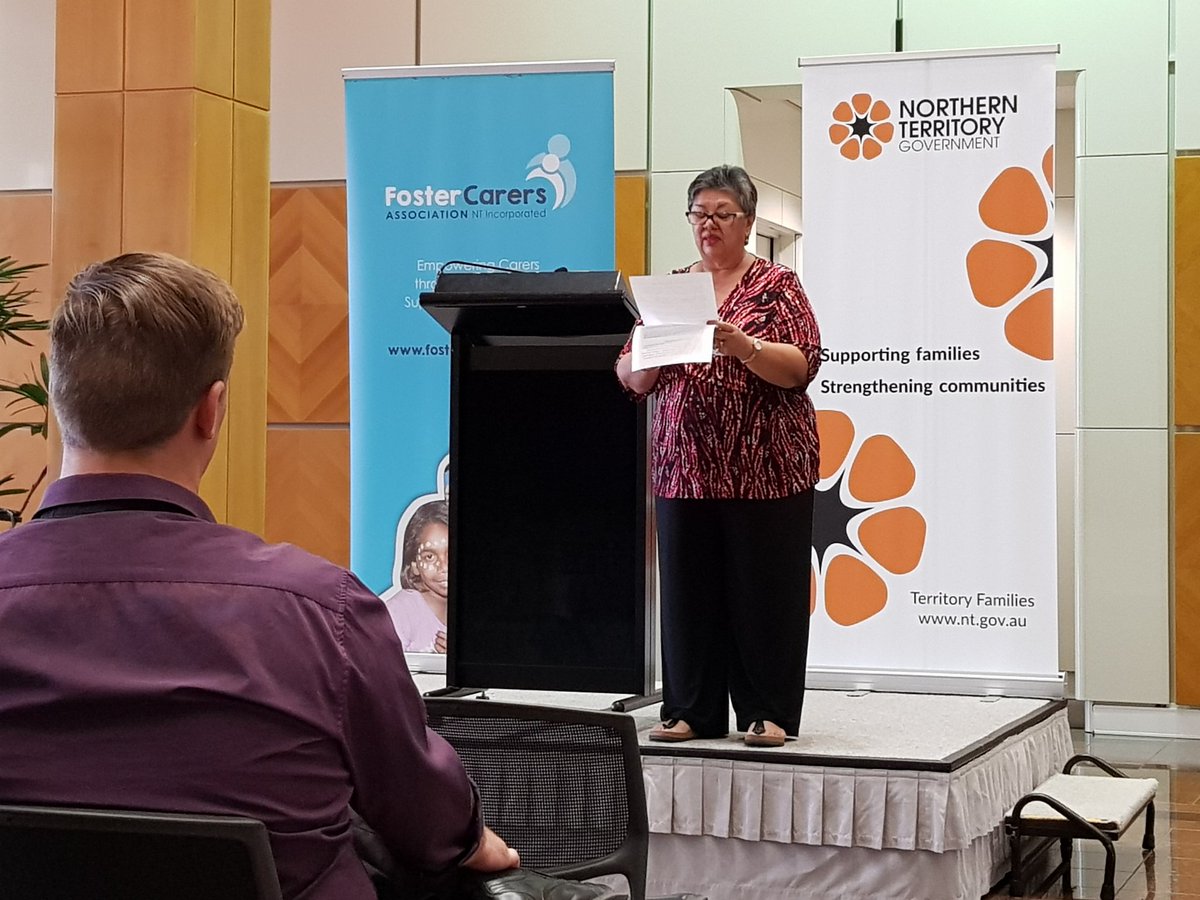 Bilawara Lee does the Welcome to Country for the Foster and Kinship Carers Charter of Rights Launch. <a href="/FosterCarersNT/">Foster Carers Assoc</a>