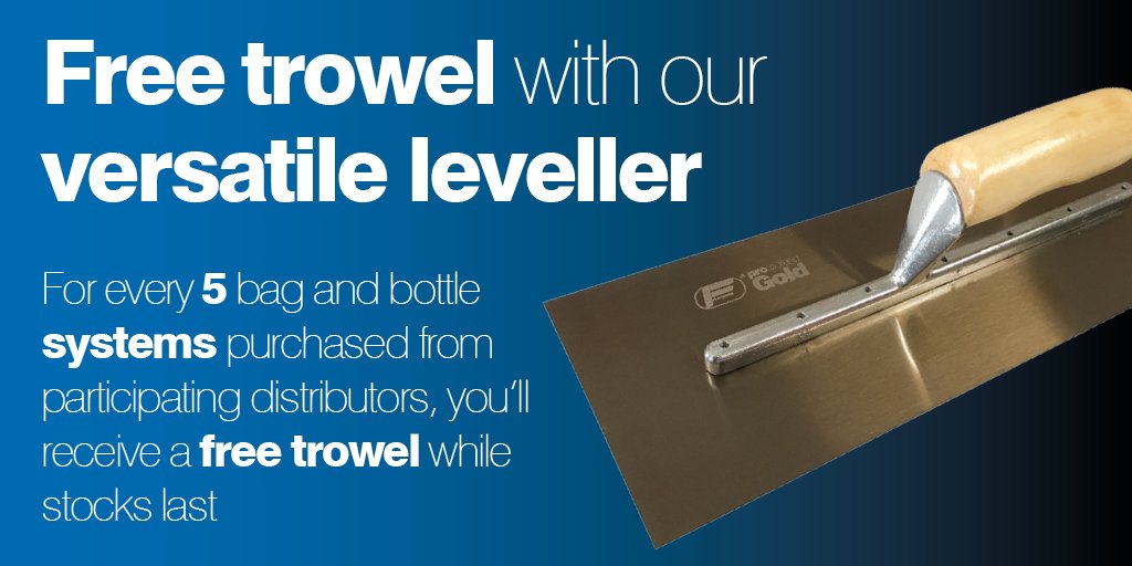 floorwisehq's tweet photo. We’re so excited about #proscreedgold that we’re giving away trowels for anyone who purchases five systems at floorwise distributors! https://t.co/tTseUZQUpv