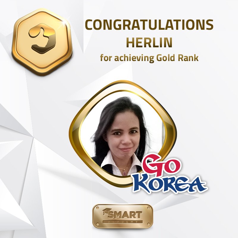 SmartInPays's tweet photo. SIP New Rank Continues
For achieving Gold Rank (Korea Trip Achiever) Mrs. Herlin (Pegawai Negeri Sipil) #KoreaTripAchiever #SIPGold https://t.co/BmaeOsdwnS