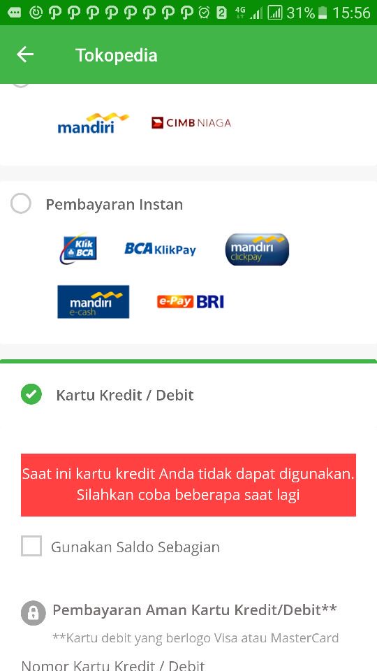 AbbasCorp's tweet photo. @TokopediaCare yang pertama transaksi gagal lalu yang kedua kartu tidak bisa digunakan https://t.co/efQBKPBudp