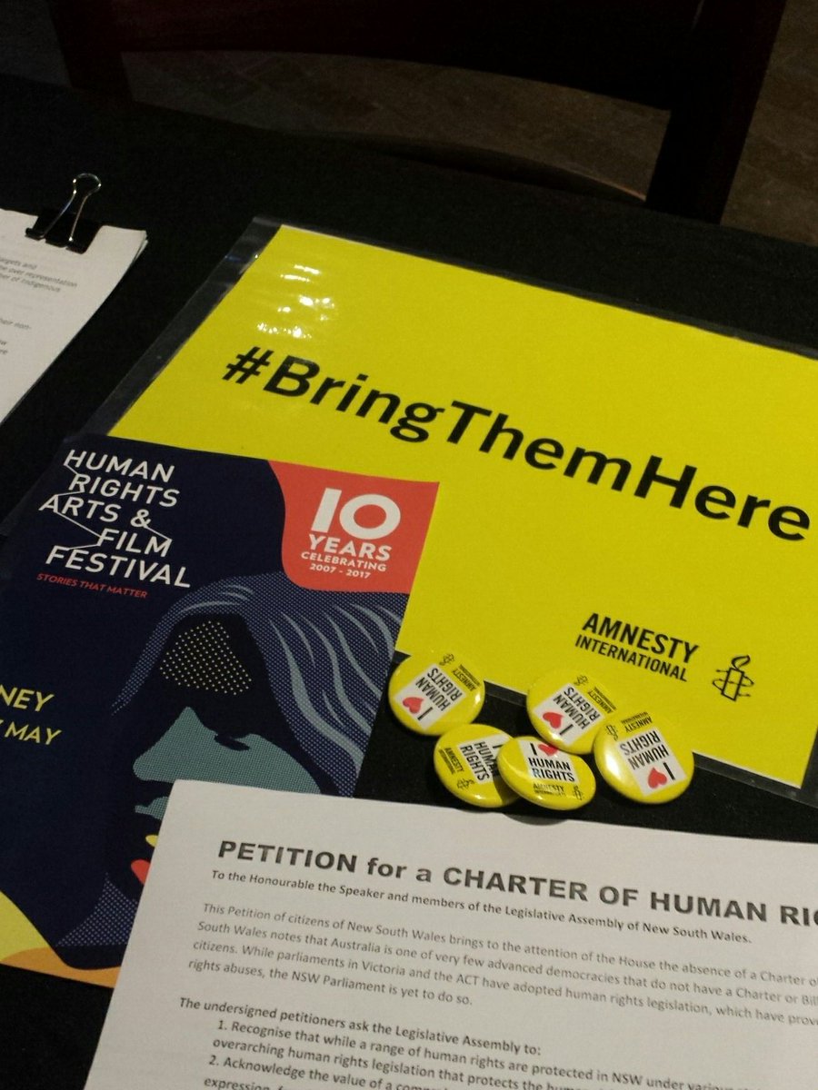 NewtownAIA's tweet photo. Drop by at Dendy and sign @NewtownAIA petitons at @humanrightsfest: #HumanRightsBill and #BringThemHere https://t.co/QuXO2BR0Vx