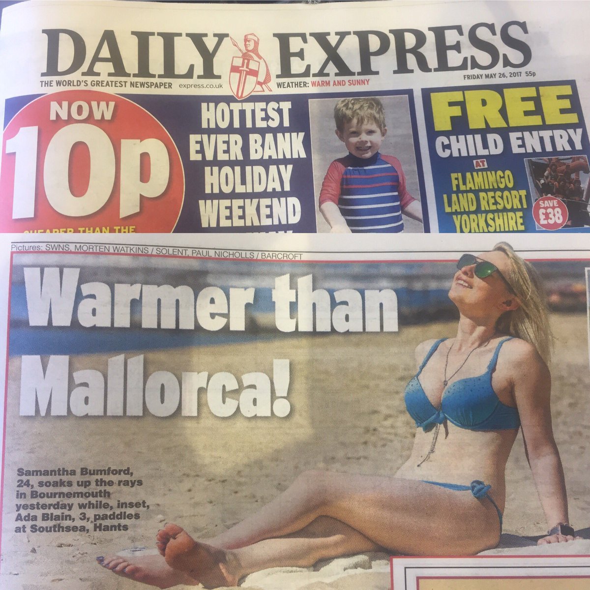 EyewearTy's tweet photo. @RevoSunglasses ambassador @samanthalouemma shines in today's @dailyexpressuk !#WeDoReDo #TeamEmbrace #TeamRevo #MissDorset #MissEngland😎✌️️ https://t.co/CehMPKtTA4