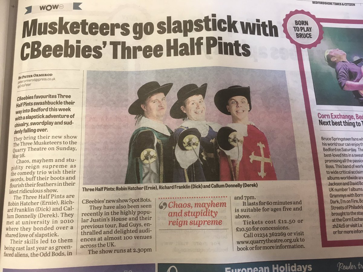 quarryatstlukes's tweet photo. Many thanks @EntsPeter for this piece today @ThreeHalfPints show Three Musketeers! 28 May. 2.30pm &amp; 7pm. @BedfordTC #supportvariety https://t.co/EQ4w1oGVBE