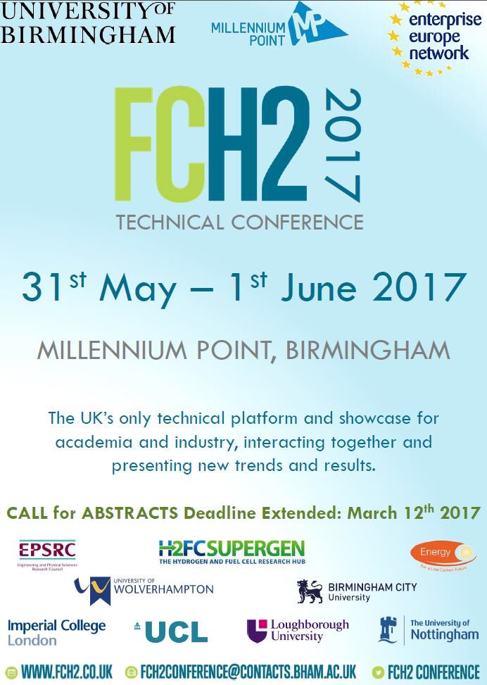 FCH2conference's tweet photo. The #UniversityofBirmingham Fuel Cell and Hydrogen Technical Conference is less than a week away! #FuelCell #Hydrogen #Birmingham https://t.co/EOmNSBHaww