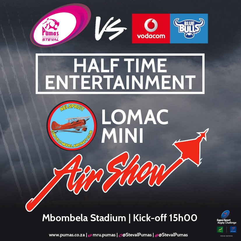 StevalPumas's tweet photo. THRILLING HALF TIME ENTERTAINMENT!
Catch all the fast paced action of the Lomac Mini Airshow at half time!
#gopumas #miniairshow #PUMvBUL https://t.co/aQj5hMf7gZ