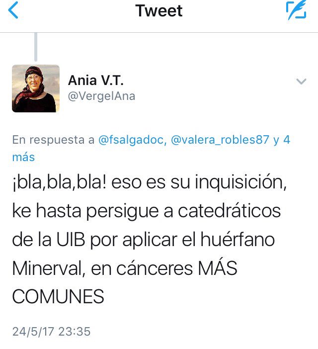 ¡bla,bla,bla! eso es su inquisición, ke hasta persigue a catedráticos de la UIB por aplicar el huérfano Minerval, en cánceres MÁS COMUNES