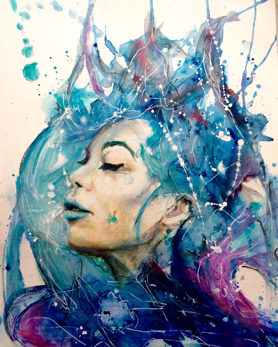 Bathing in color💦#watercolor #aquarelle #aquarella #watercolour #akvarell #painting #art #artwork #twitart #colors #kunstwerk #art #kunst