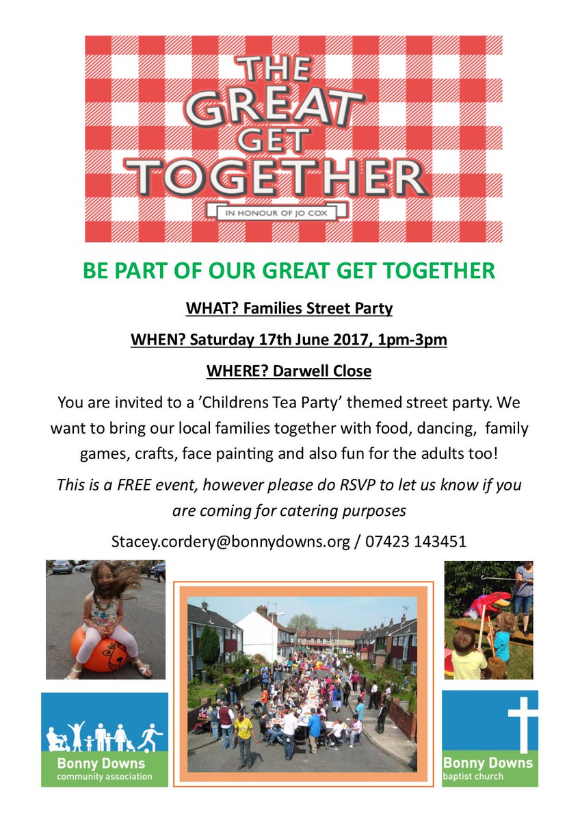 On the anniversary of Jo Cox's death, join our Darwell Close street party to celebrate unity in our community 1-3pm 17/06 #GreatGetTogether
