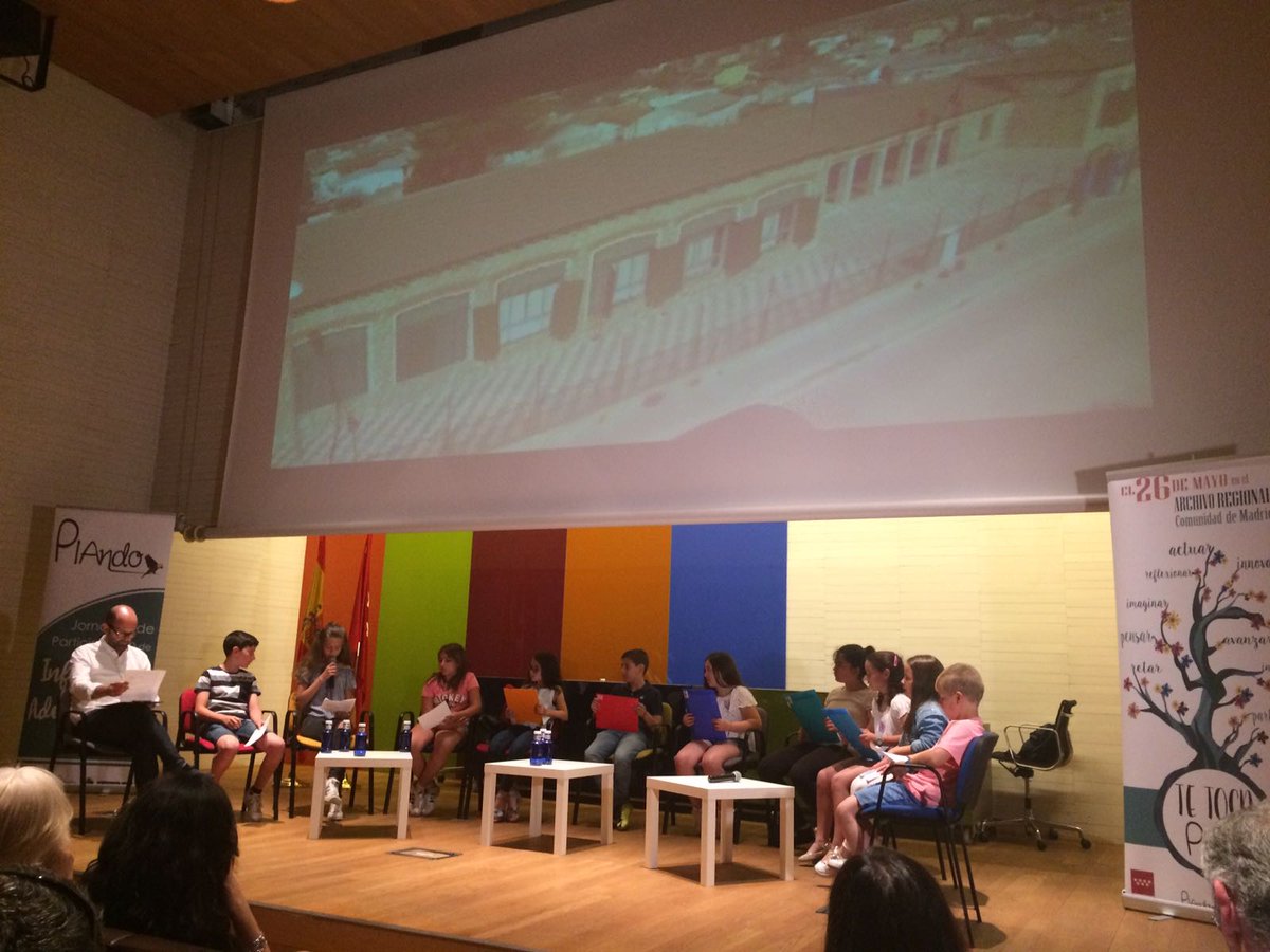 CDOIA's tweet photo. Chicos y chicas de @ComunidadMadrid y
@scout_es cuentan sus proyectos para mejorar sus pueblos en Jornadas #PIAndo #ParticipaciónInfantil https://t.co/ubu7OsLuQd