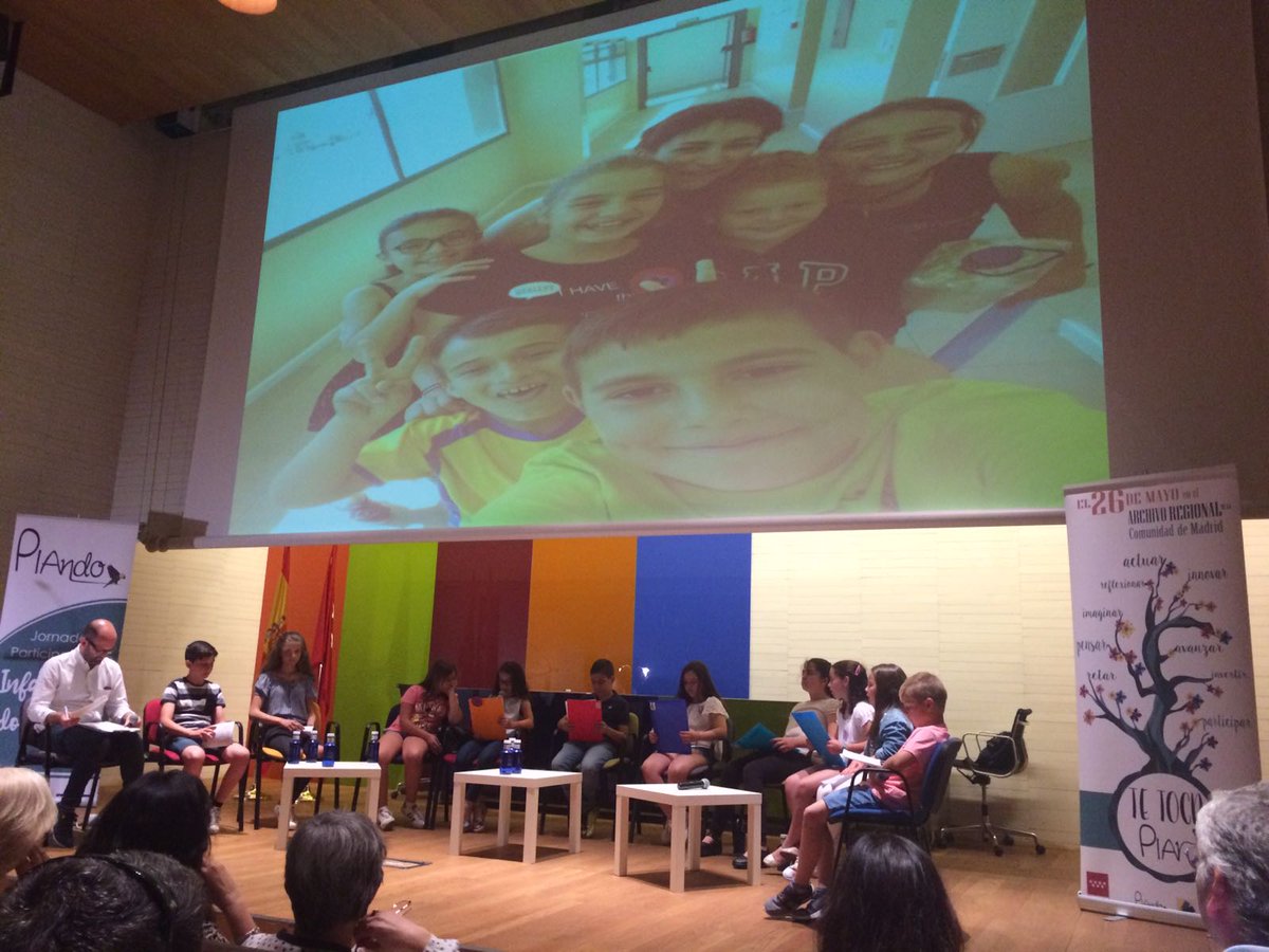 CDOIA's tweet photo. Chicos y chicas de @ComunidadMadrid y
@scout_es cuentan sus proyectos para mejorar sus pueblos en Jornadas #PIAndo #ParticipaciónInfantil https://t.co/ubu7OsLuQd