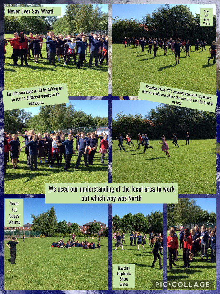 raynor_vicky's tweet photo. Year 5 @SMemorial kept fit while learning the compass points.  We used our knowledge of the area &amp; the sun to help us https://t.co/dM9HDfXYqU