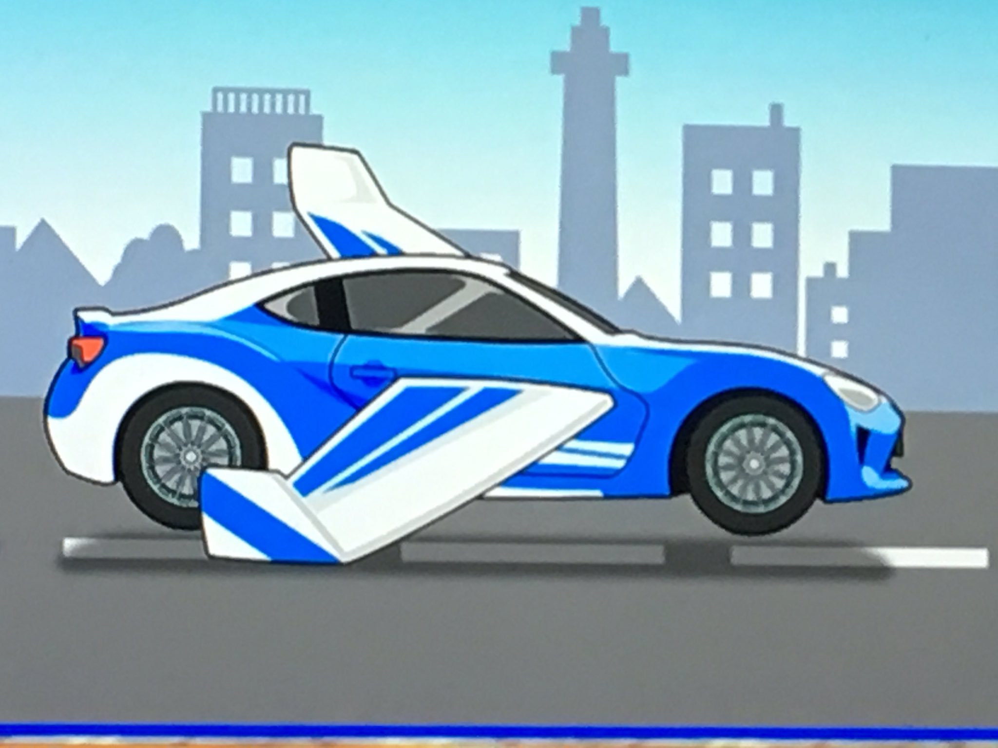 Y30vip V Twitter テレビに空飛ぶ車としてイラストでトヨタ 86が出てきた いやbrzかな