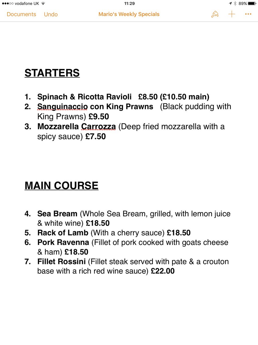 #Marios #Italian #restaurant #Rossendale #Bacup #weekend #specials #menu #food