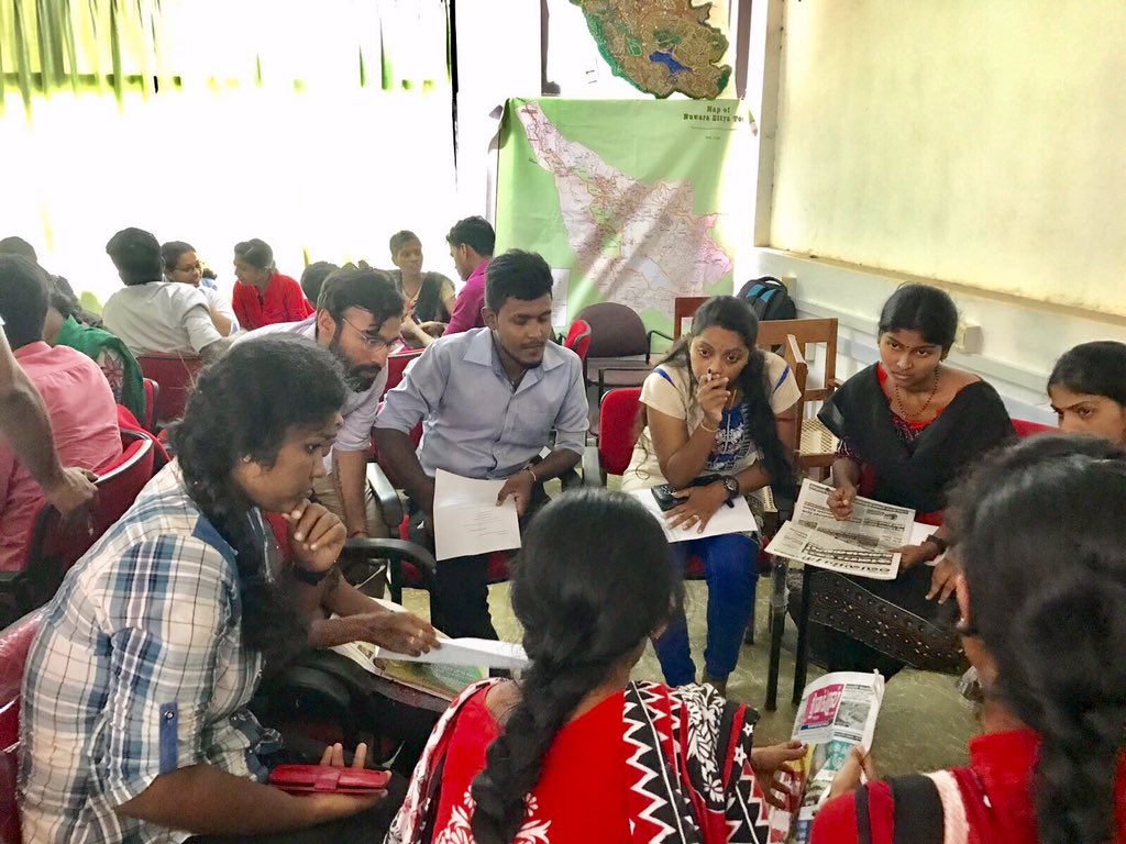 TamilGuardian's tweet photo. TG editors @abiknathan @Thusi_Kumar @sutharsh_ spoke to Jaffna Uni media students today about post-war media culture in the #Tamil homeland https://t.co/dXDijQXXhs
