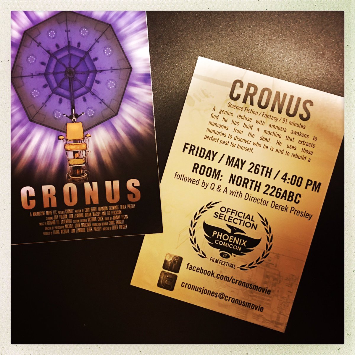 CronusMovie's tweet photo. Come see CRONUS at 4:00pm today! Q and A with Director @DerekPresley82 @PhoenixComicon #phoenixcomicon2017 https://t.co/fRM0DVPiCo