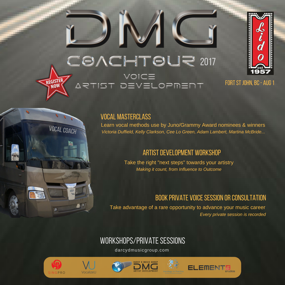 DarcyDMusic's tweet photo. DMG Coach Tour 2017 hits the road with a Stop at @TheLidoFSJ Aug 1st - Get tickets: https://t.co/3LwWi2F1ni #mobilevocalcoach #singpro.ca https://t.co/OKOqrbiFH6