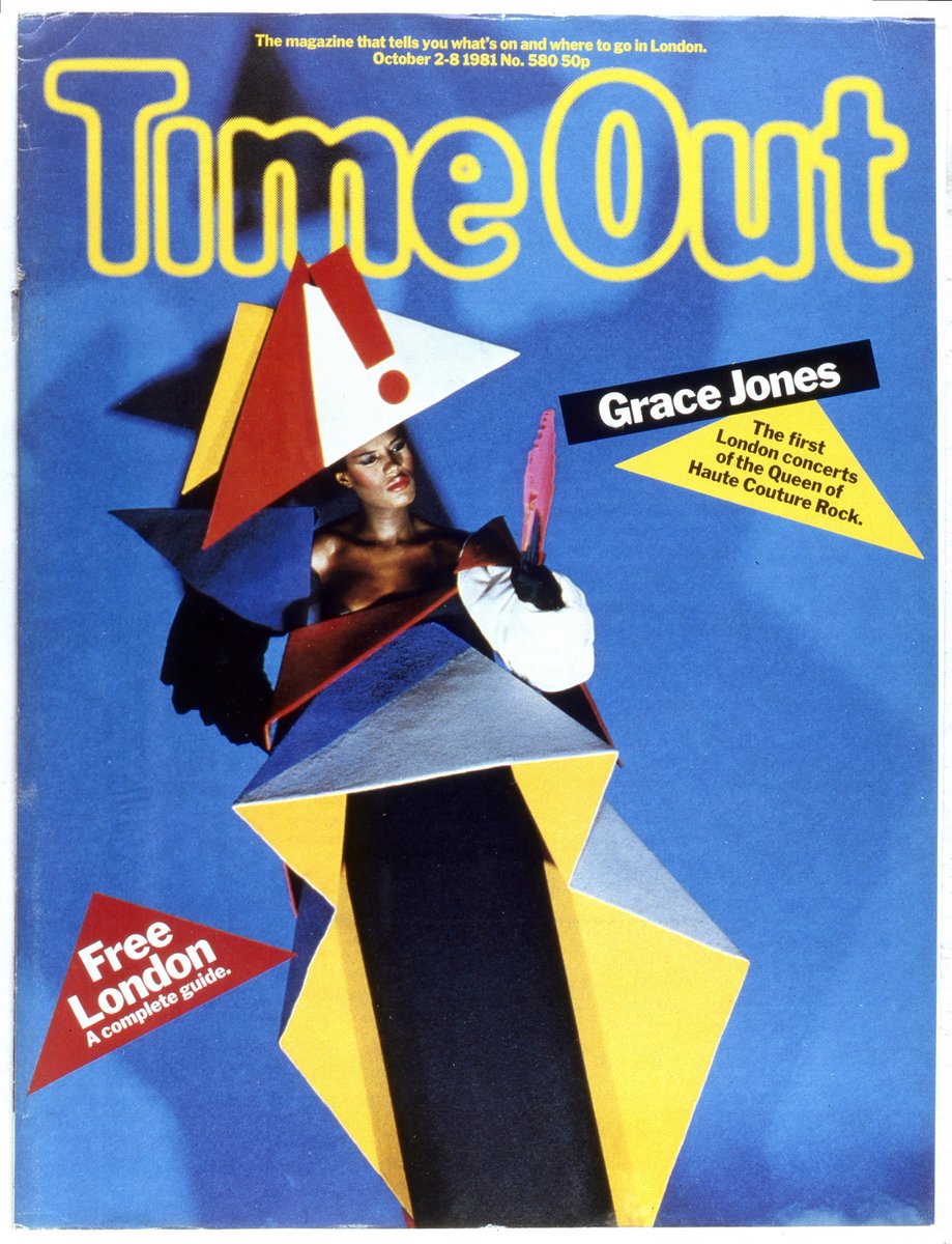 TimeOutPics's tweet image. Awesome Grace Jones cover from 1981. #TimeOutArchive @Miss_GraceJones