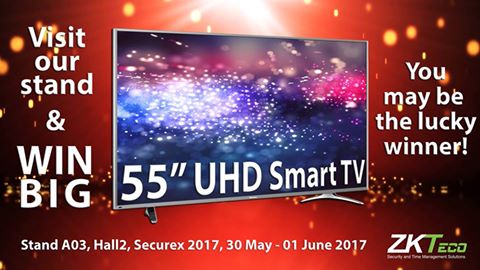 ZKTecoSA's tweet photo. #SECUREX2017 ONE DAY TO GO.... @ZKTecoSA is giving away a smart television and you can stand a chance to WIN IT! VISIT OUR STAND! https://t.co/n0DjVHWHDD