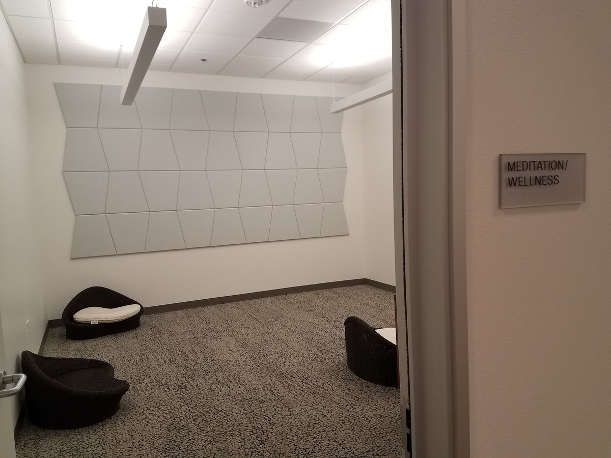 hroils's tweet photo. Meditation and wellness room at work. Never seen anyone use it ever. Stigma? Concerns on what mgmt will think? #mentalhealthmonth #hroils https://t.co/vbqW9Sdi4Q
