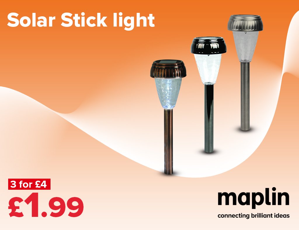 maplintweet's tweet photo. Planning that weekend garden party? 
The Maplin Solar Stick Light provides perfect ambient lighting for any occasion
https://t.co/k64kD0OyBk https://t.co/4RWrqVW63j