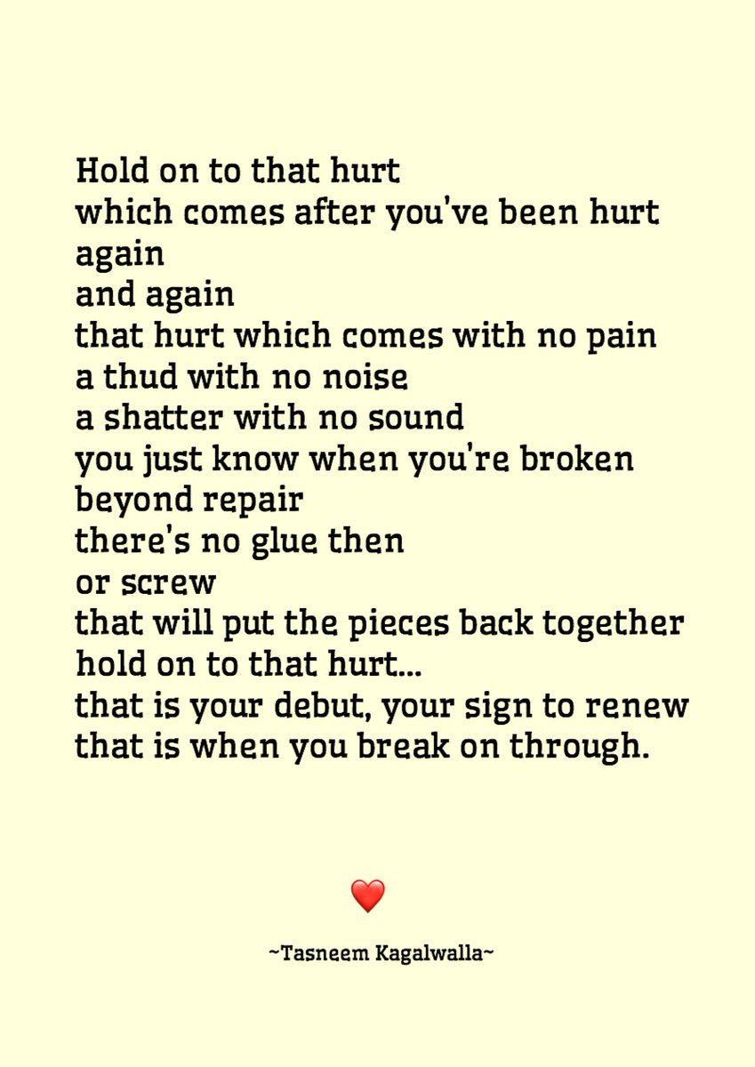 TKagalwalla's tweet photo. HOLD ON TO THAT HURT...
#Poetry #LookWithin #LookBeyond #SimplePoems #BookWorm #poetry #mustread #WindowsofReflection
@TKagalwalla https://t.co/RFn1HRP3OP