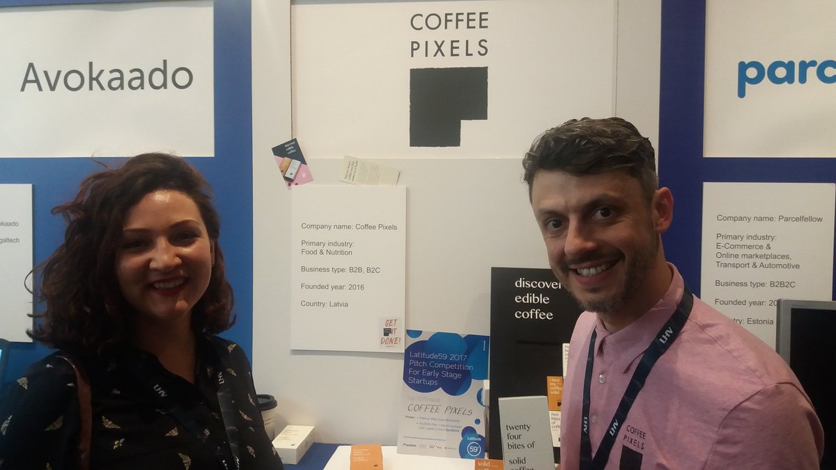 InnvationStudio's tweet image. With #CoffeePixels, one of the most popular #startups at #latitude59 . A coffee-chocolate bar? ☺