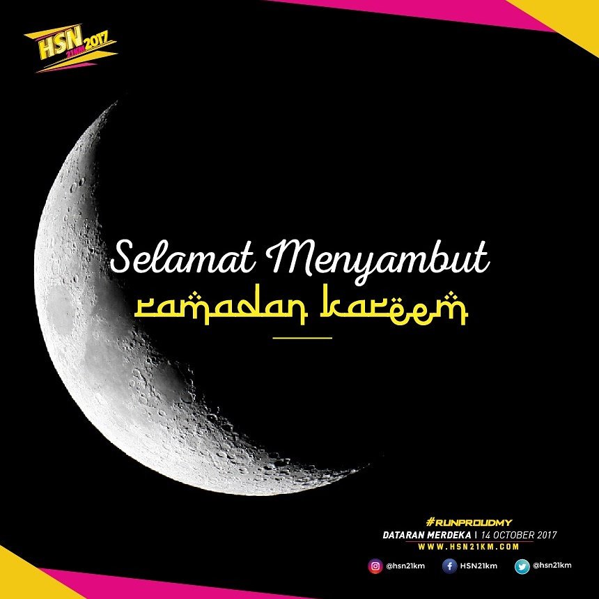 HSN21KM's tweet photo. Selamat menyambut bulan Ramadan  Kareem from all of us at HSN21KM. #hsn21km #runproudMY https://t.co/VMccF6avYl
