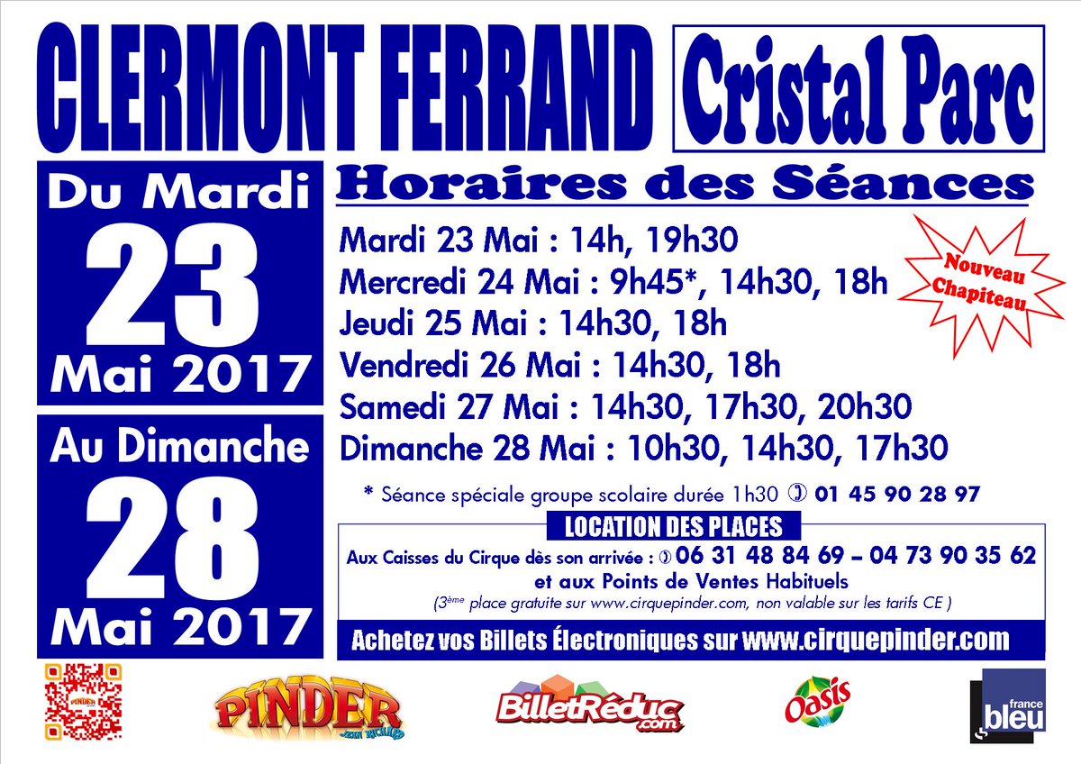 A #ClermontFerrand jusqu'à dimanche,venez nous retrouver pour un beau moment en famille🎪☀️cirquepinder.com/reservation/cl… #spectacle #cirque #sortie