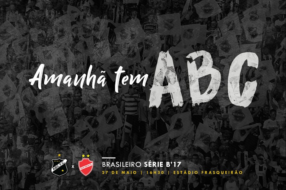 ABCFC's tweet photo. É AMANHÃ! O CALDEIRÃO ALVINEGRO VAI FERVER!

#ABCxVilaNova
16h30

INGRESSOS ANTECIPADOS ATÉ HOJE!

ARQ:
R$ 40 / R$ 20
CAD:
R$ 80 / R$ 40 https://t.co/2q5CbhiDli