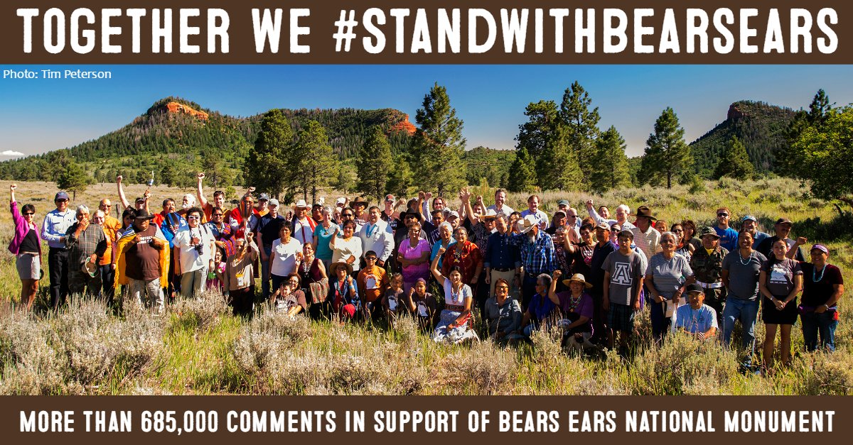 savebearsears's tweet photo. "The American people have joined us in solidarity." #StandWithBearsEars! https://t.co/795QGhR17B @SecretaryZinke #MonumentsForAll https://t.co/QtybkyDsTL