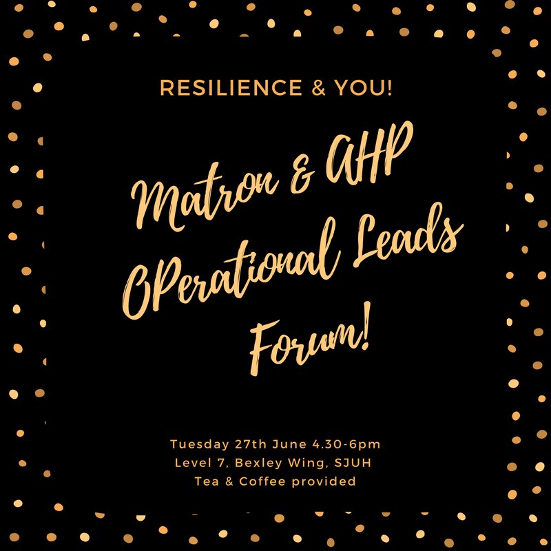 OrgLearnleedsth's tweet photo. Join us for the Matron &amp; AHP Op Leads forum on 27th June - we'll be discussing resilience! @LTHTOT @LTHTCorpNurse @LTHTPhysio @LTHT_People https://t.co/YpCJGn5FdV